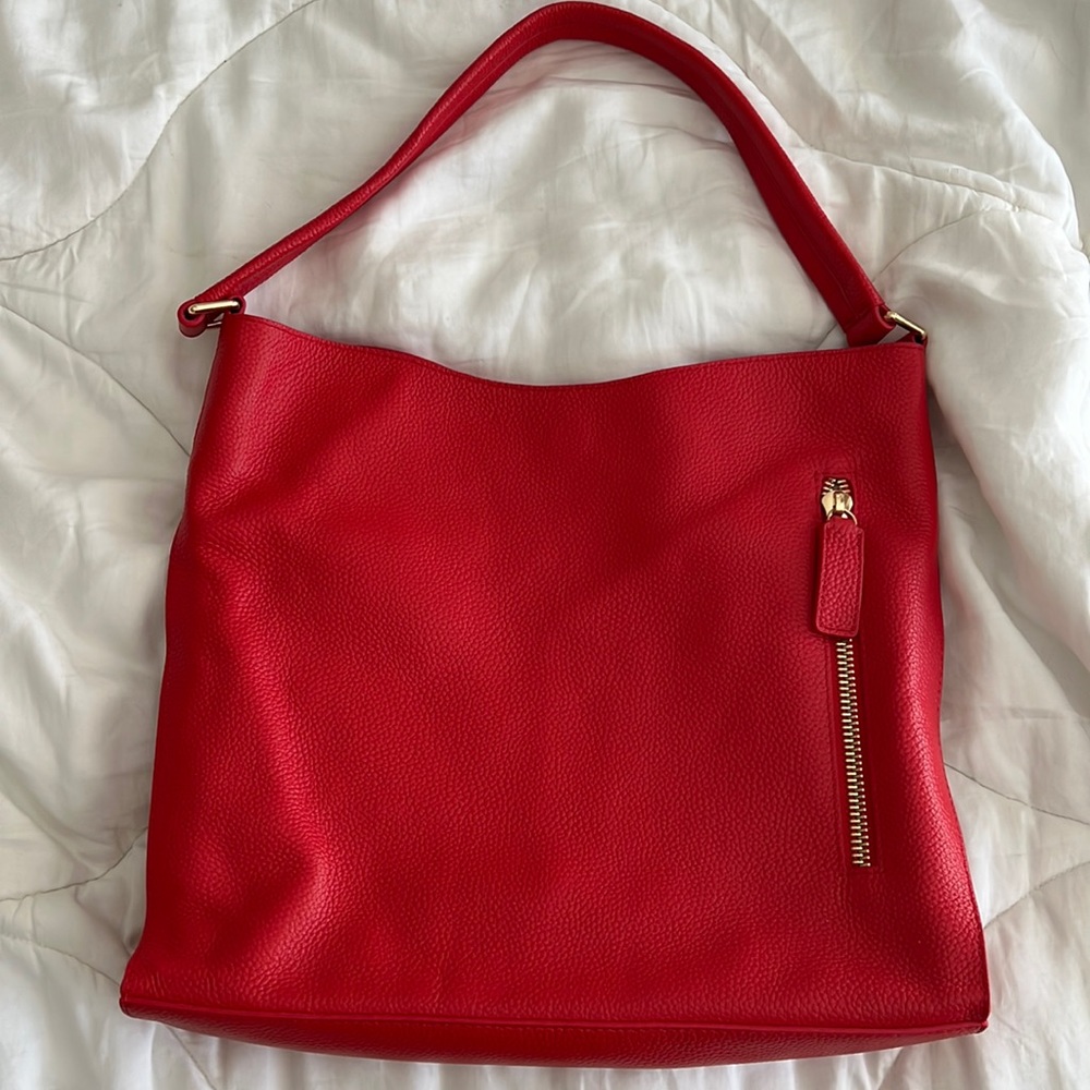 Tote Le Monde Leather Florence Slouch Bag in Red